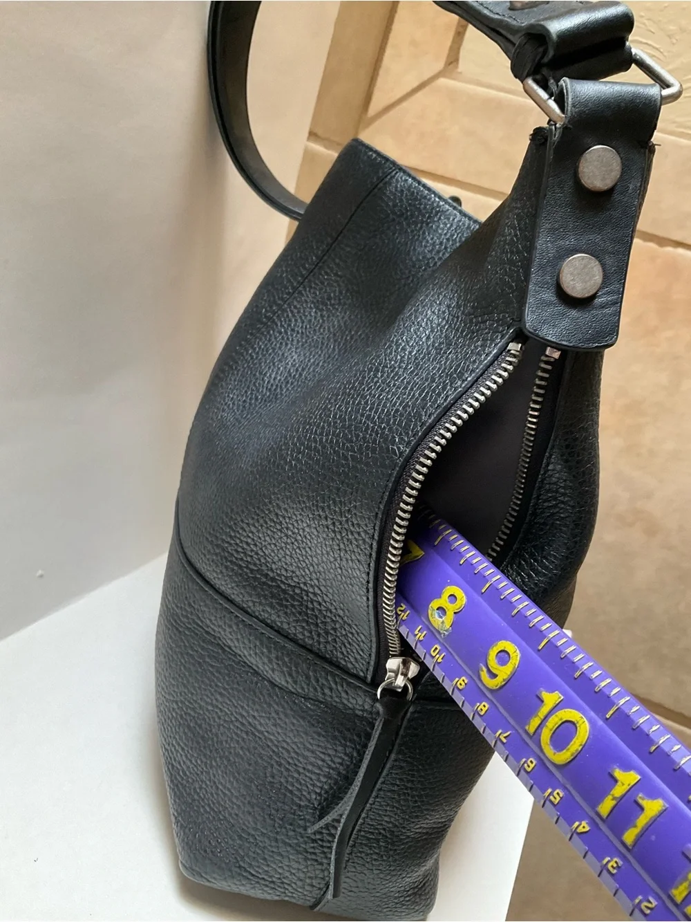 Treasure & Bond Black Leather Crossbody Hobo Slouchy Tote EMO Bag Chain charms